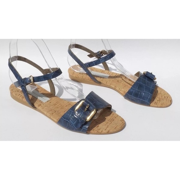 Stella McCartney Blue Faux Croc Linda Flat. Size 7=37. Great Condition. - Picture 1 of 6